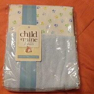 C) Child of Mine Blue Changing Table Cover Set Measurements in Pic